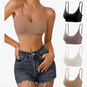 DEANGELMON 4-pack NIP Seamless Bralette Set in Neutral Tones